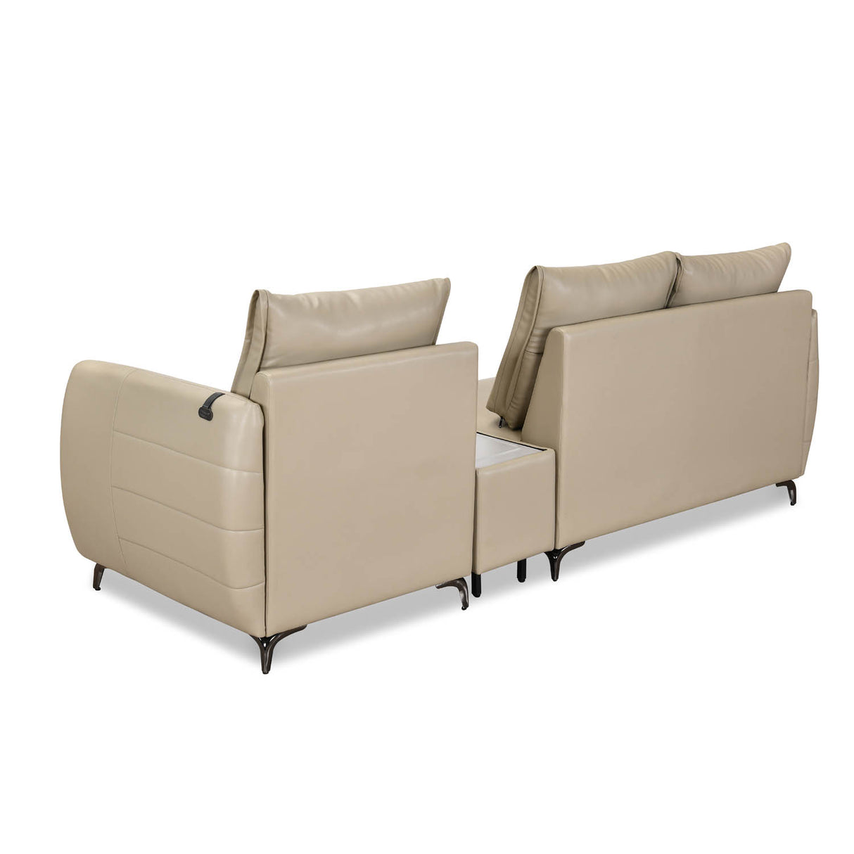 Infinia 2+1 Seater Leatherette Sofa Set with Rectangle Console- Beige