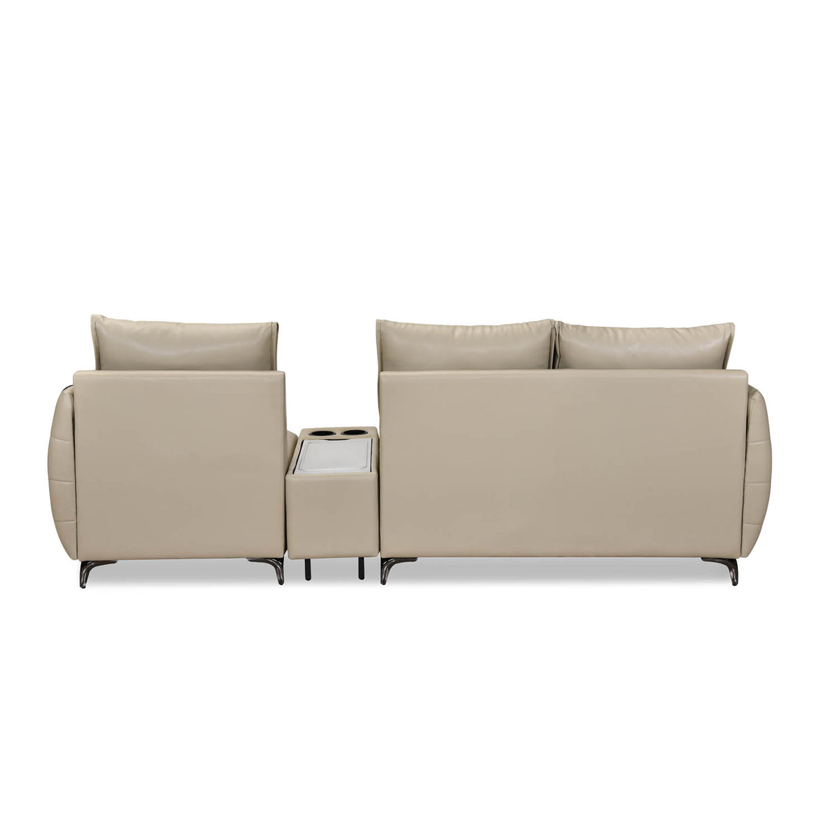 Infinia 2+1 Seater Leatherette Sofa Set with Rectangle Console- Beige