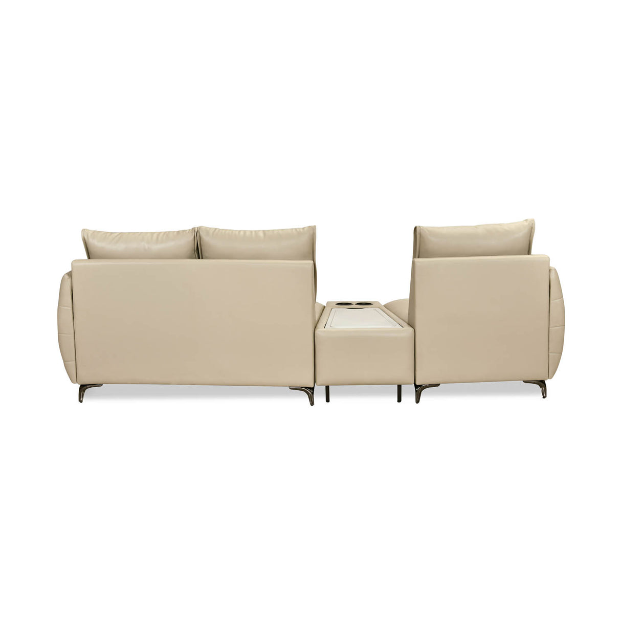 Infinia 1+2 Seater Leatherette Sofa Set with Triangle Console- Beige