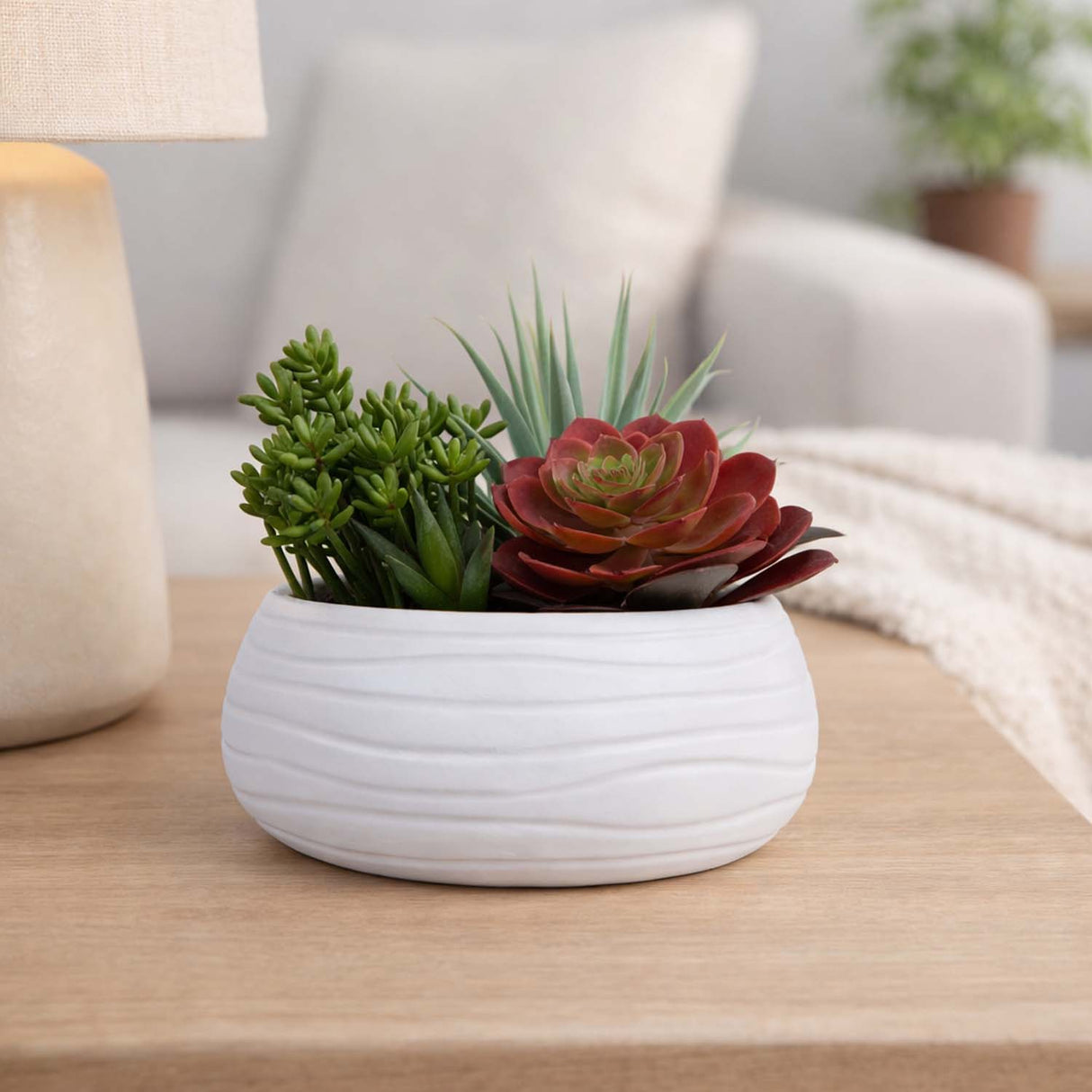 Rosette Succulent Artificial Potted Plant- Green