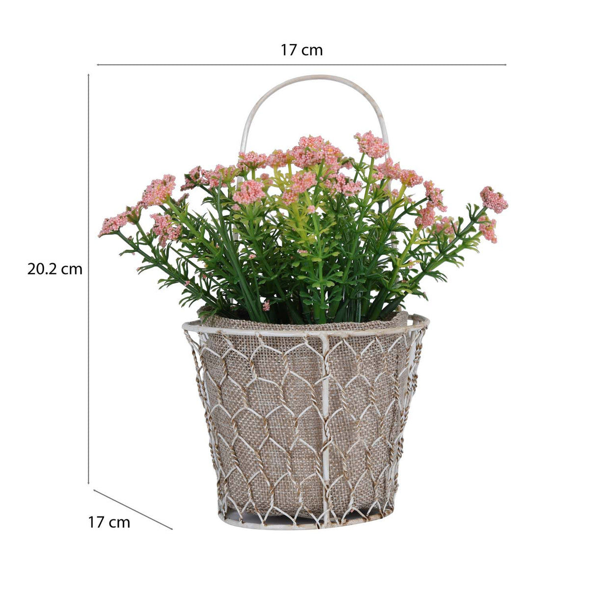 Minimal Bloom Basket Floral Potted Plant- Pink