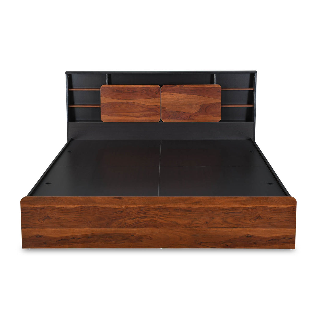 Raven Wooden King Bed with Box Storage- Wenge