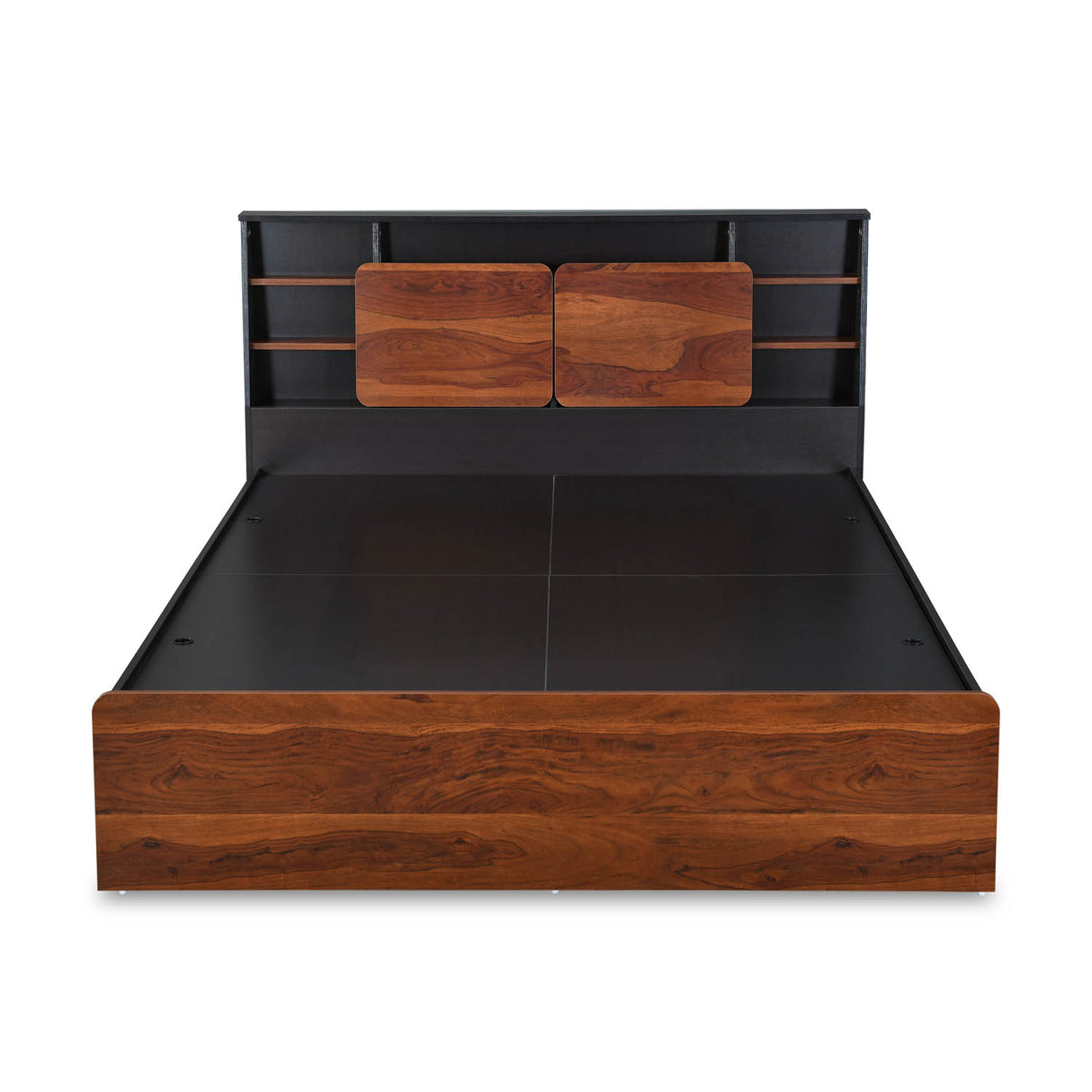 Raven Wooden Queen Bed with Box Storage- Wenge