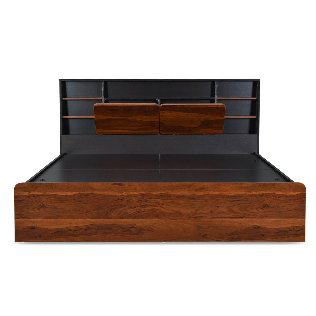 Raven Wooden King Bed with Box Storage- Wenge