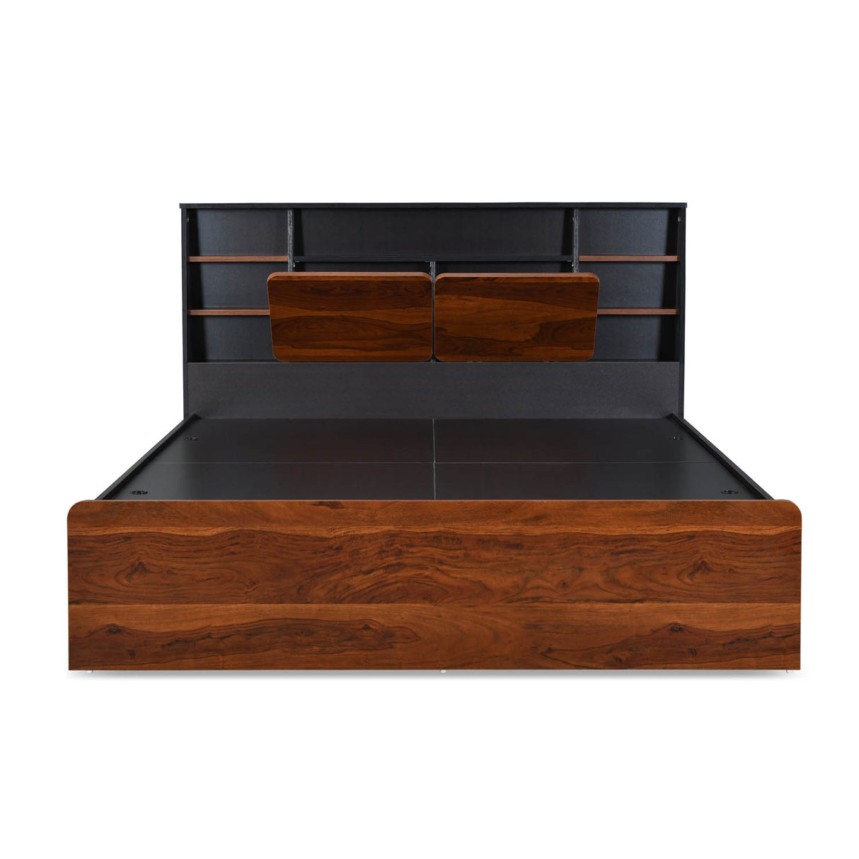 Raven Wooden Queen Bed with Box Storage- Wenge