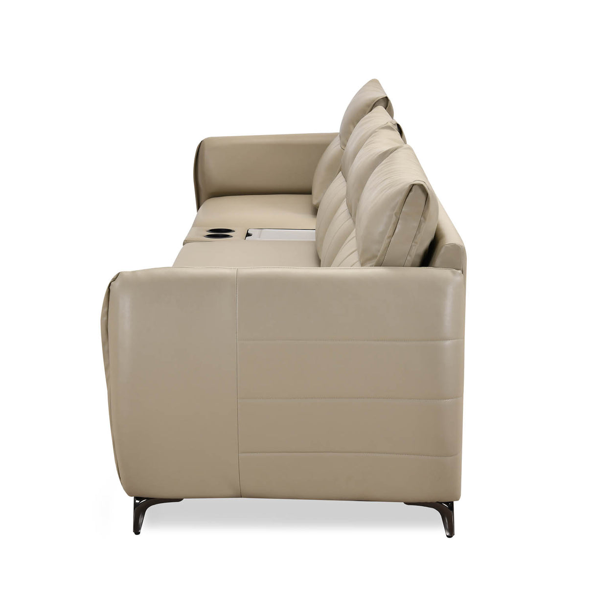 Infinia 1+3 Seater Leatherette Sofa Set with Rectangle Console- Beige