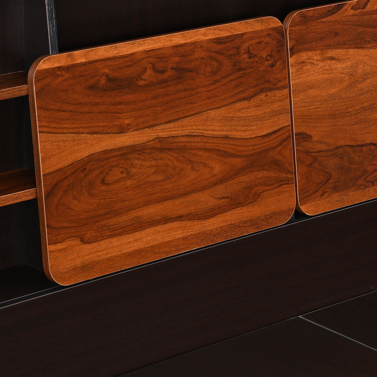 Raven Wooden Queen Bed with Box Storage- Wenge