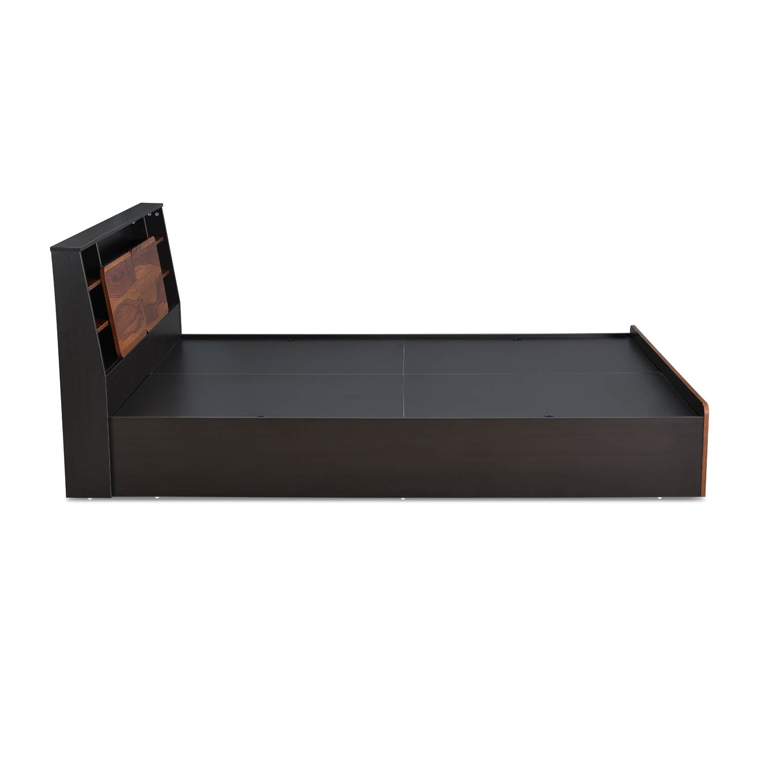 Raven Wooden King Bed with Box Storage- Wenge