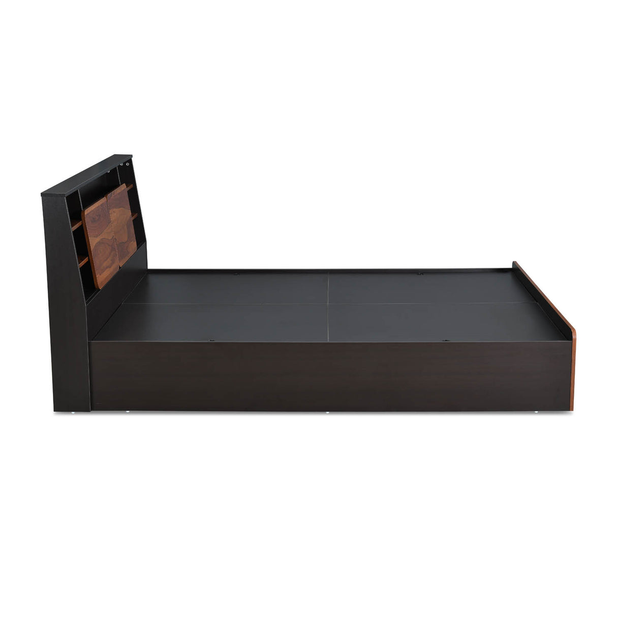 Raven Wooden Queen Bed with Box Storage- Wenge