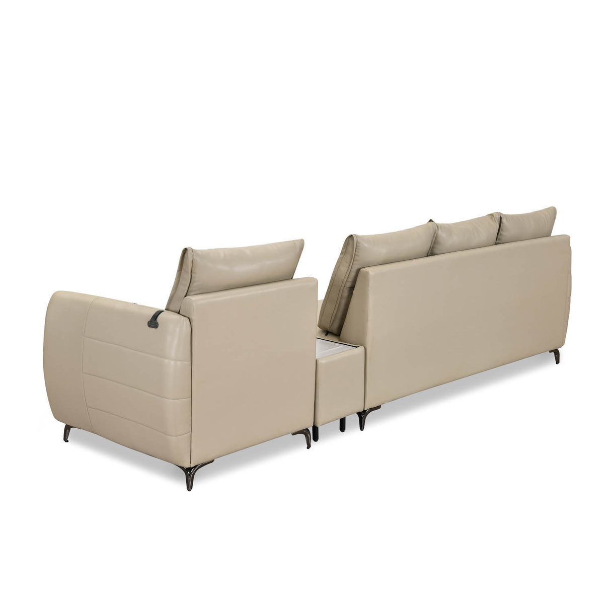 Infinia 3+1 Seater Leatherette Sofa Set with Rectangle Console- Beige