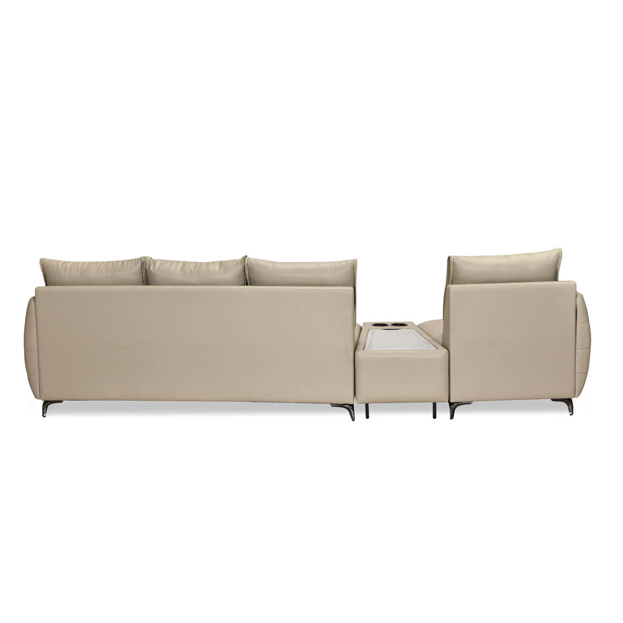 Infinia 3+1 Seater Leatherette Sofa Set with Triangle Console- Beige