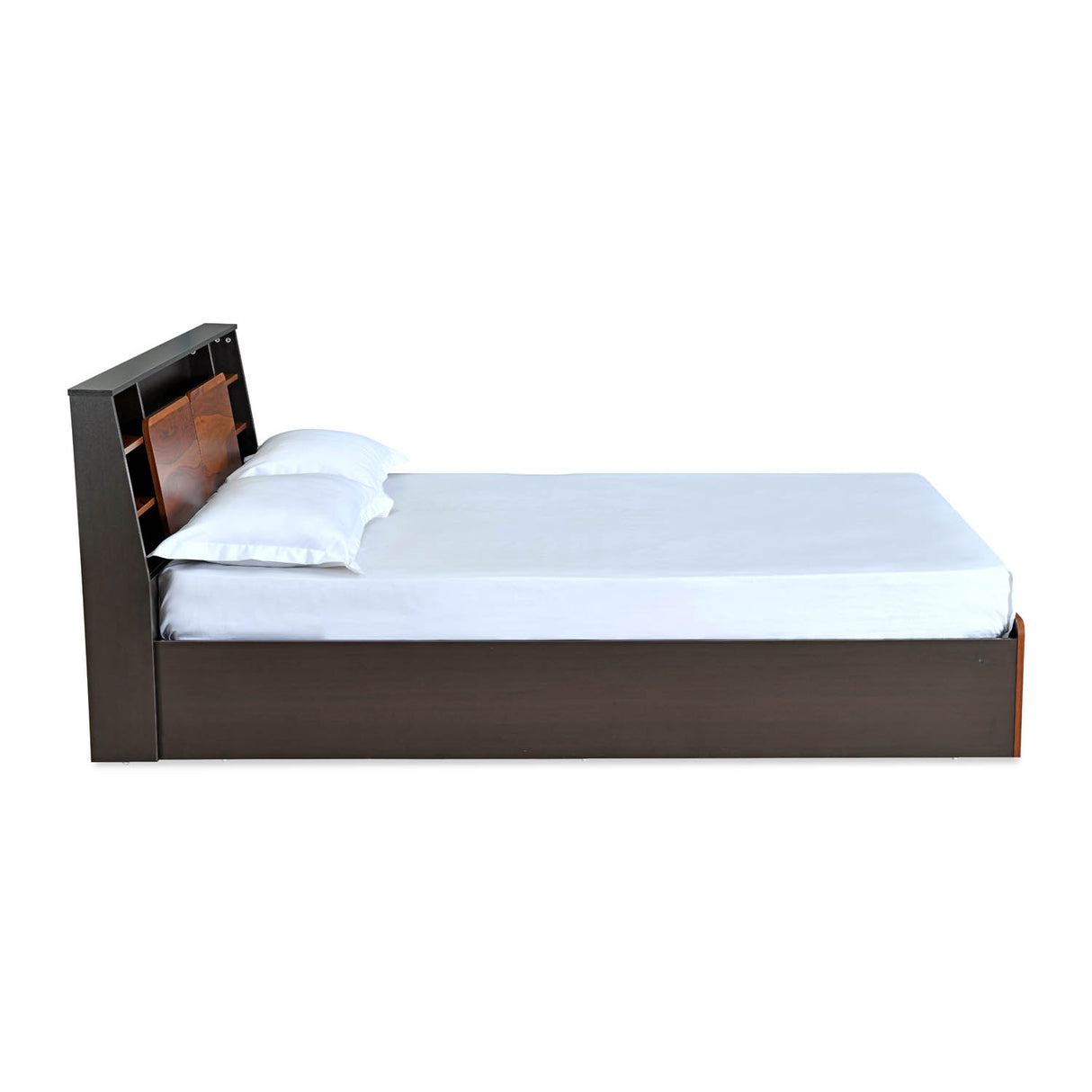 Raven Wooden King Bed with Box Storage- Wenge
