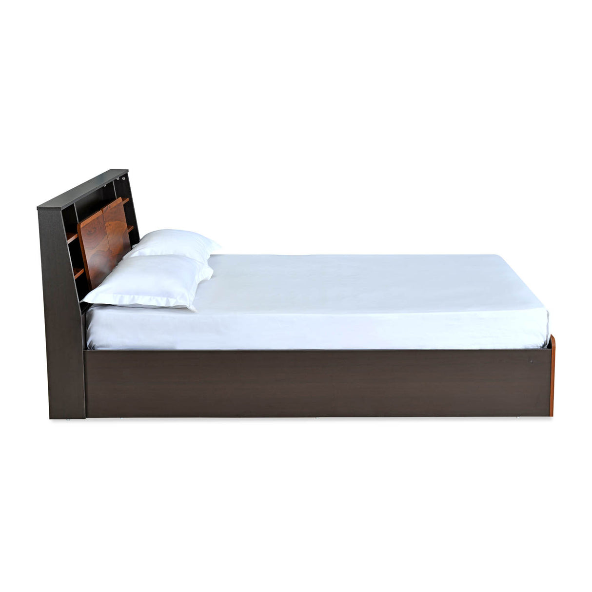 Raven Wooden Queen Bed with Box Storage- Wenge