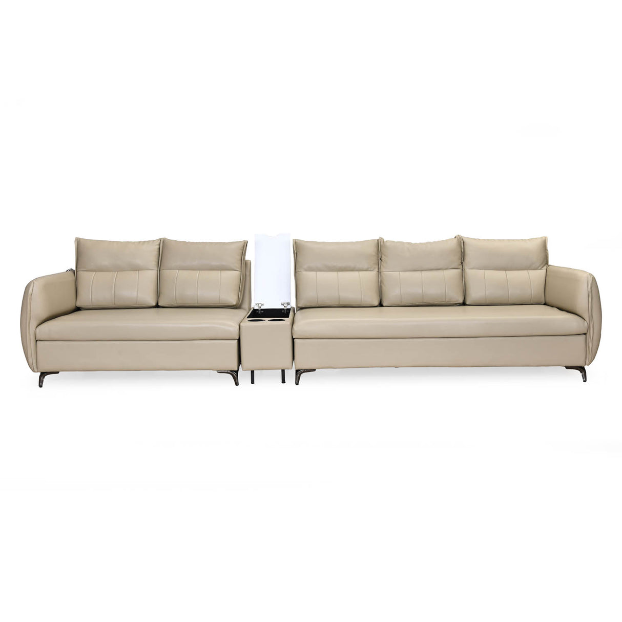 Infinia 2+3 Seater Leatherette Sofa Set with Rectangle Console- Beige
