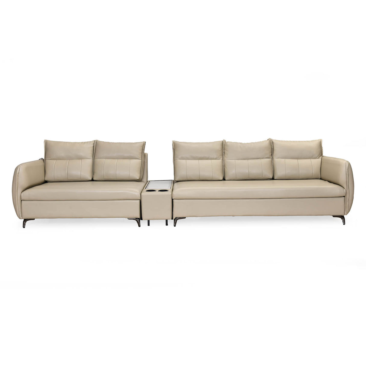 Infinia 2+3 Seater Leatherette Sofa Set with Rectangle Console- Beige