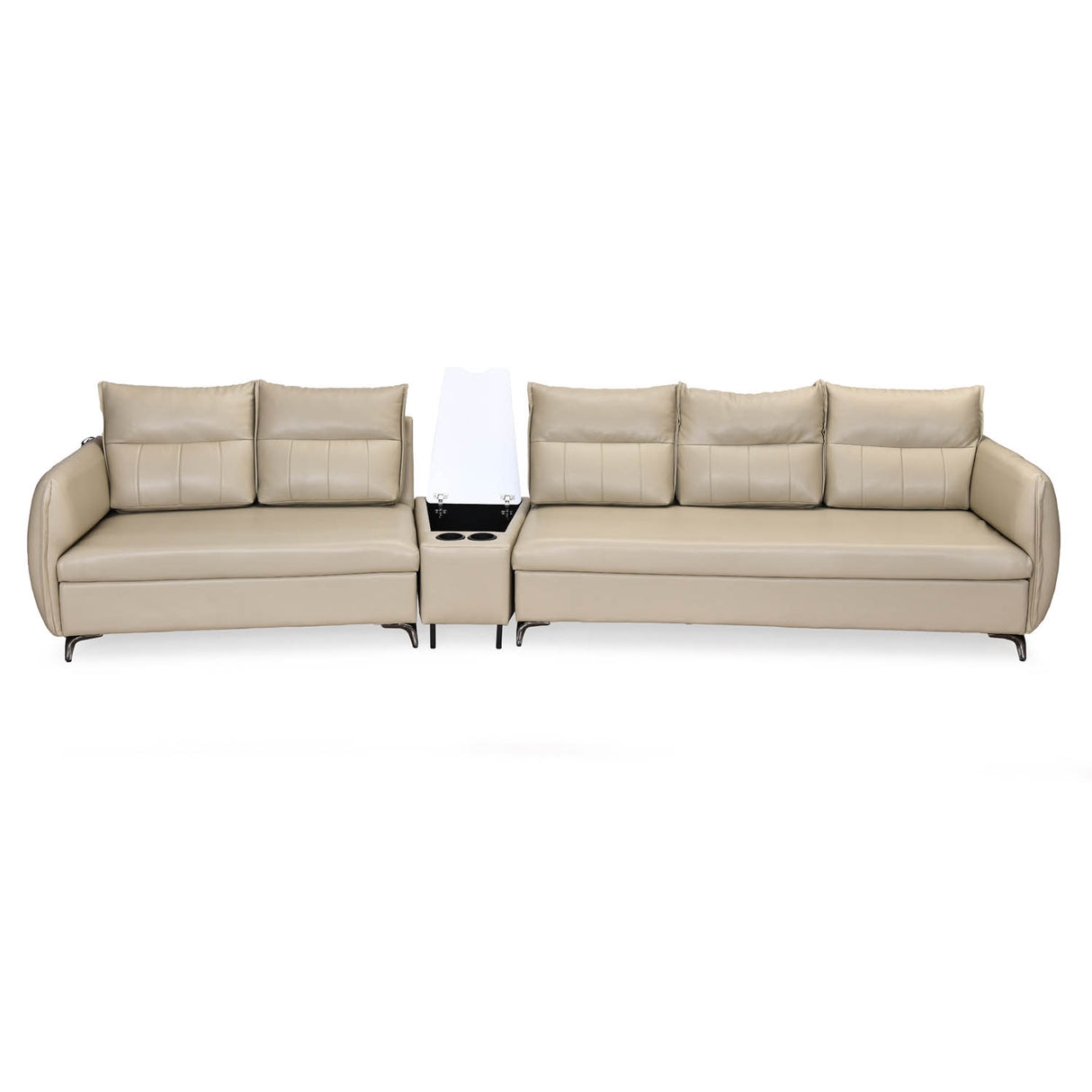 Infinia 2+3 Seater Leatherette Sofa Set with Triangle Console- Beige