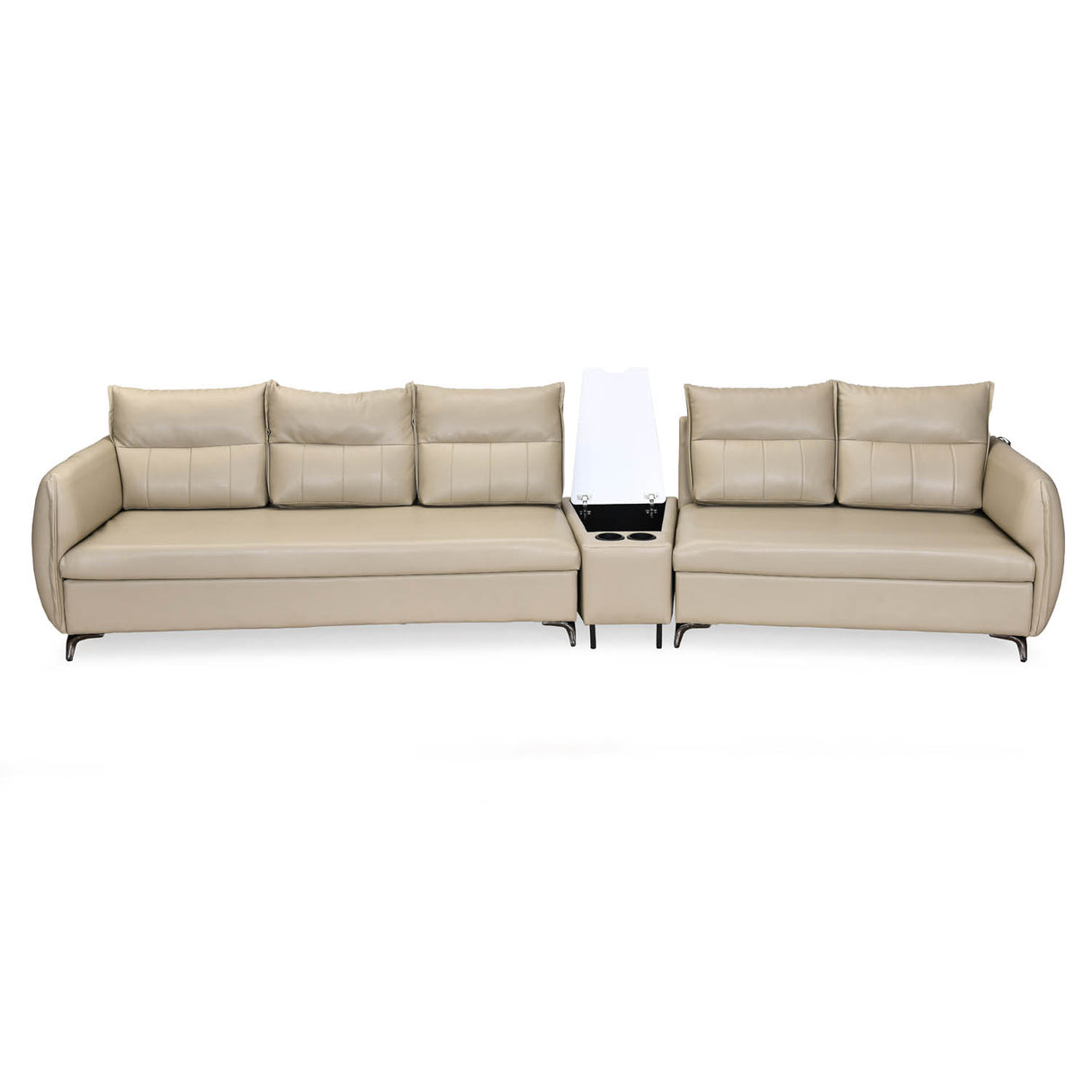Infinia 3+2 Seater Leatherette Sofa Set with Triangle Console- Beige