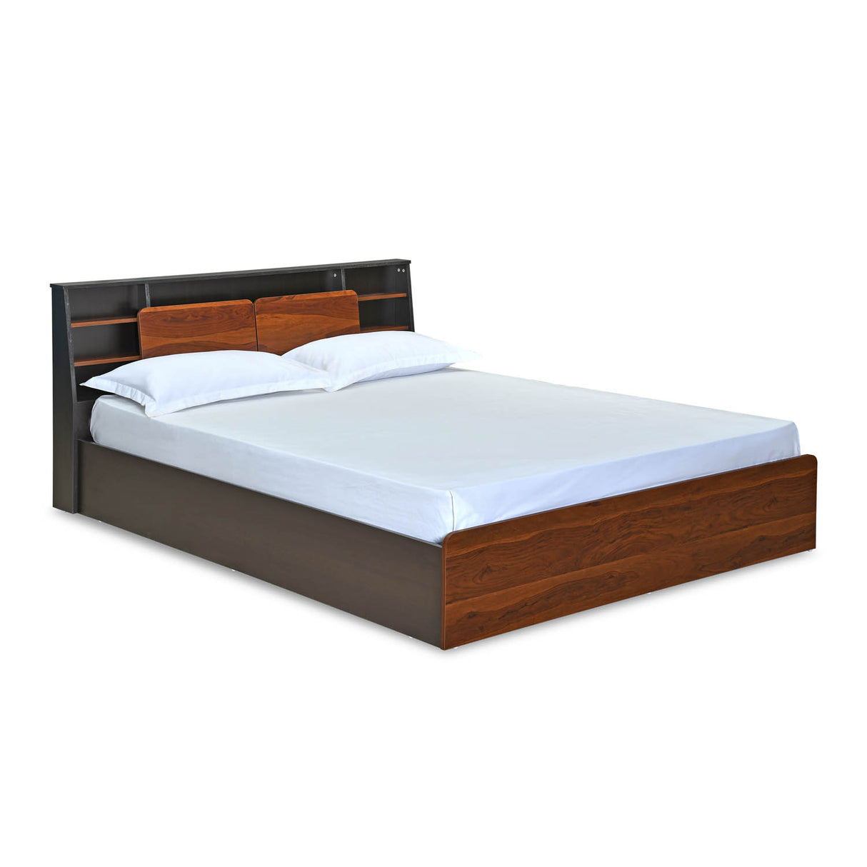 Raven Wooden King Bed with Box Storage- Wenge