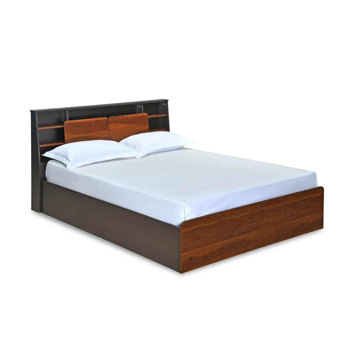 Raven Wooden Queen Bed with Box Storage- Wenge