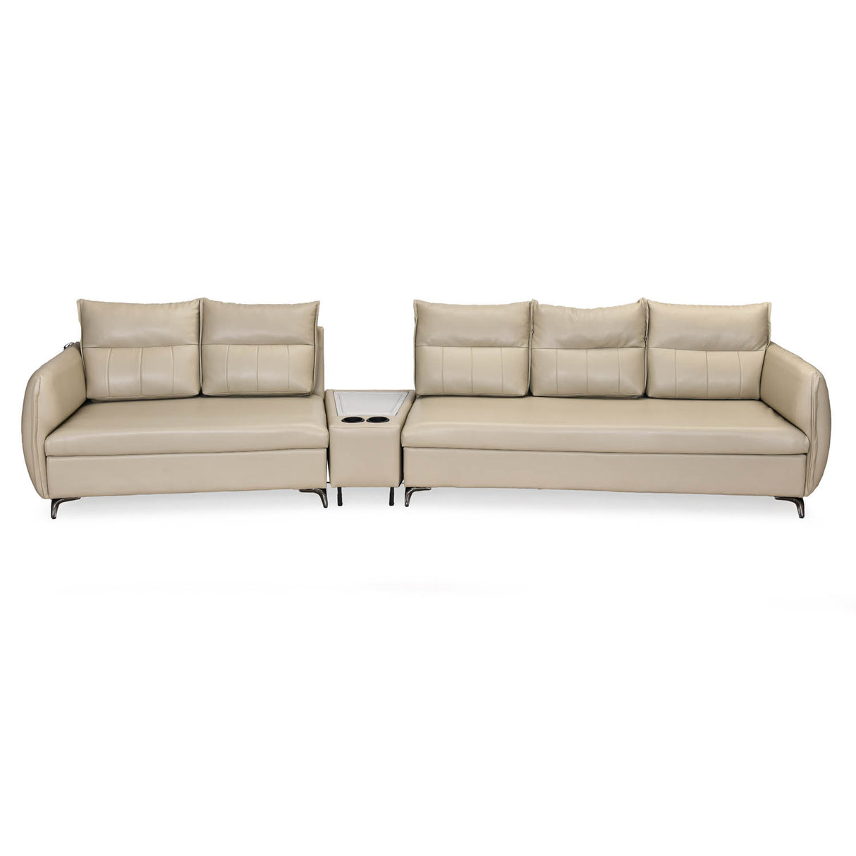 Infinia 2+3 Seater Leatherette Sofa Set with Triangle Console- Beige