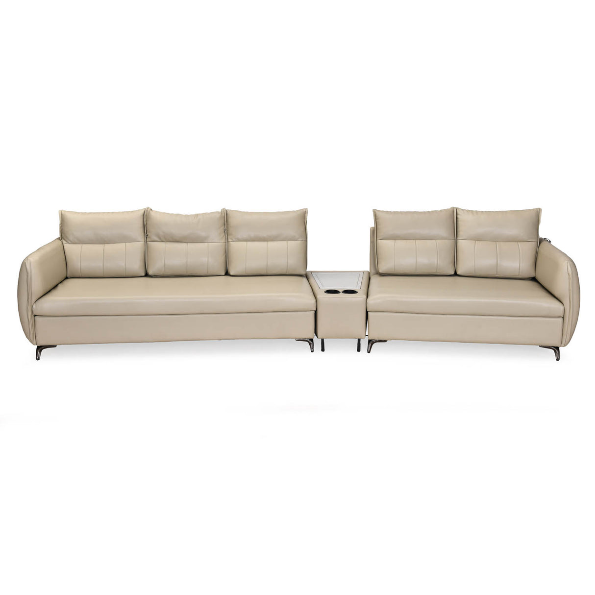 Infinia 3+2 Seater Leatherette Sofa Set with Triangle Console- Beige