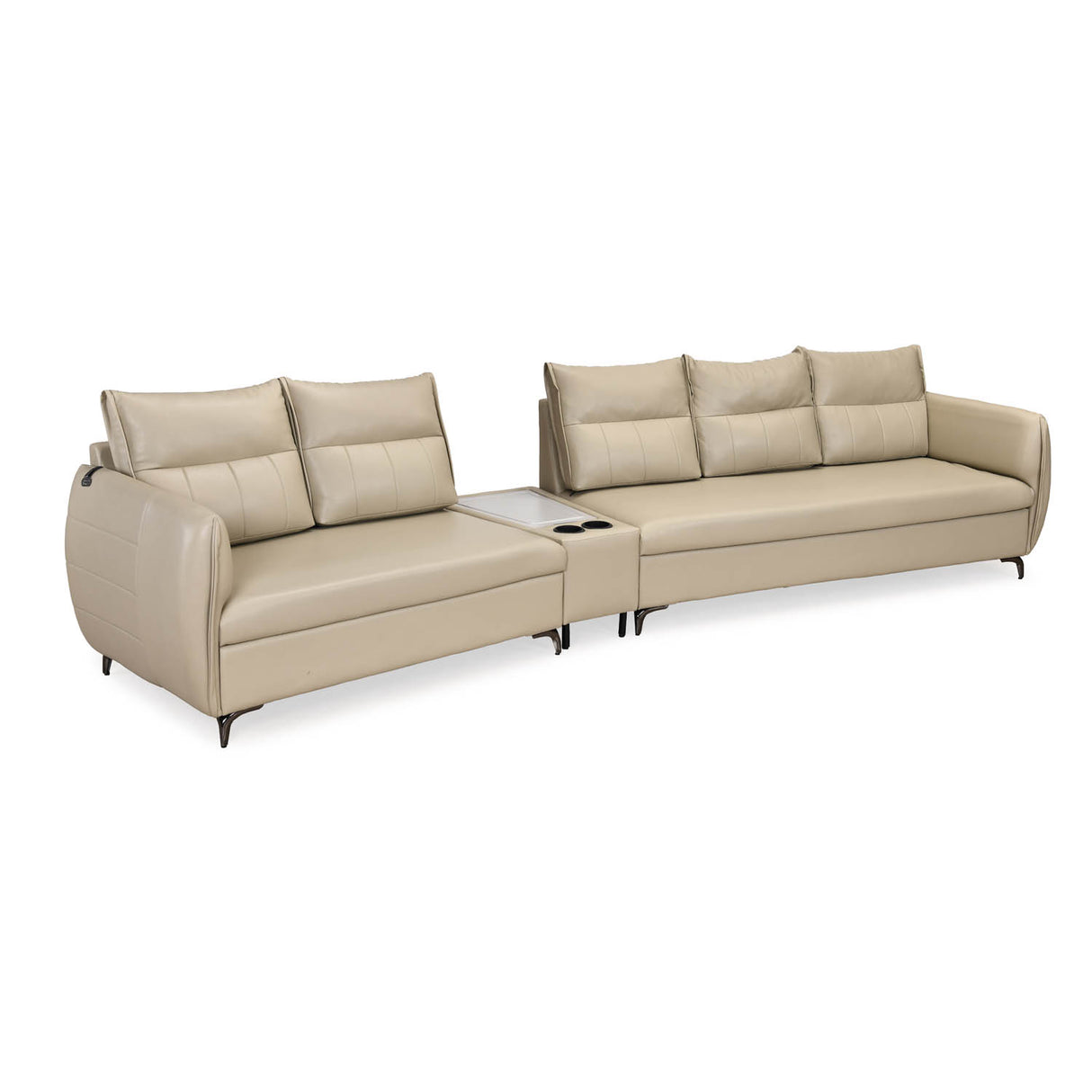 Infinia 2+3 Seater Leatherette Sofa Set with Triangle Console- Beige