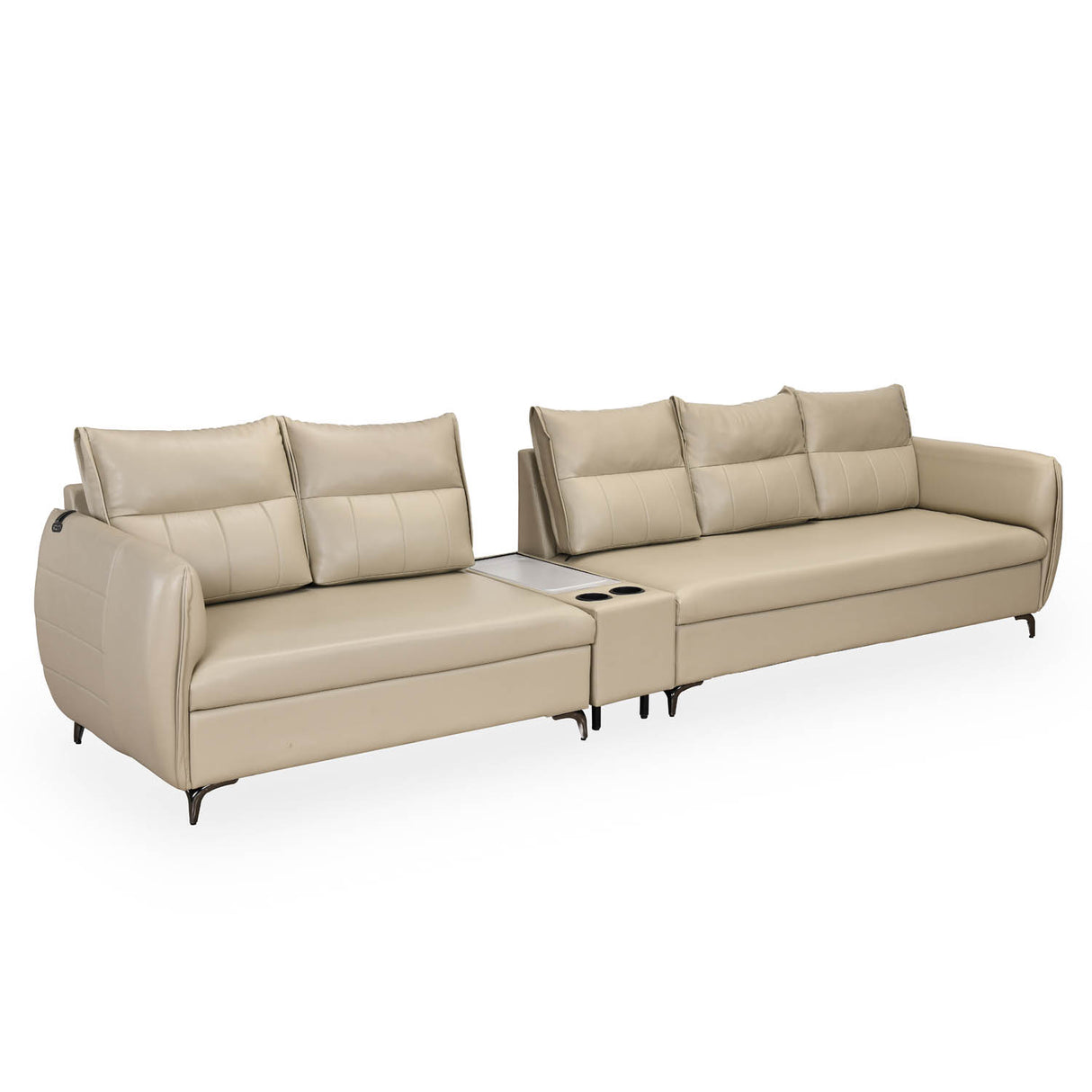 Infinia 2+3 Seater Leatherette Sofa Set with Rectangle Console- Beige