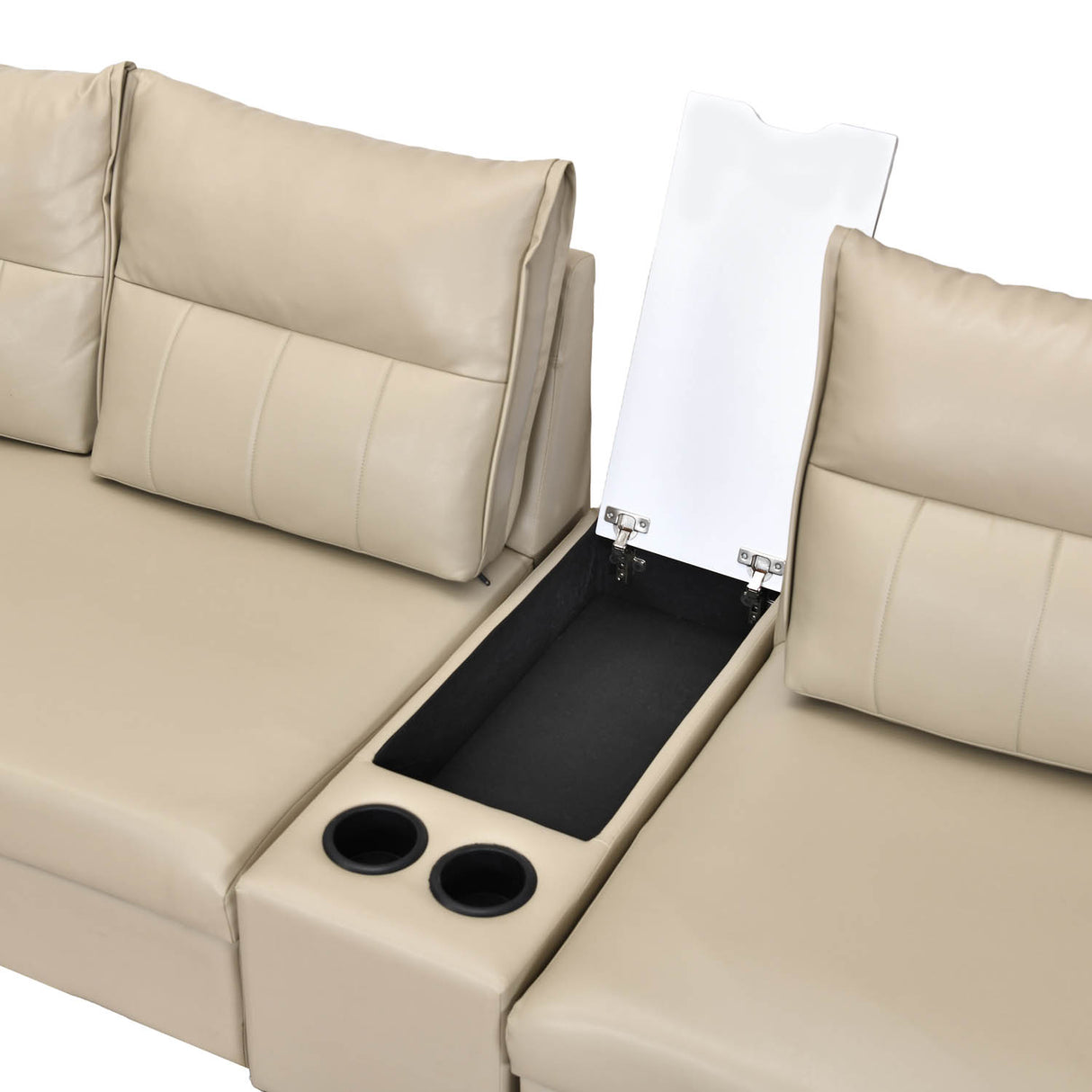 Infinia 3+2 Seater Leatherette Sofa Set with Rectangle Console- Beige