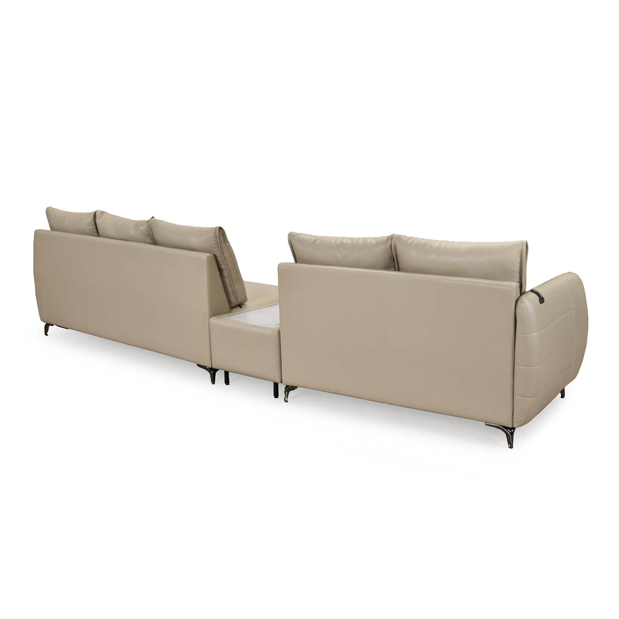 Infinia 2+3 Seater Leatherette Sofa Set with Triangle Console- Beige