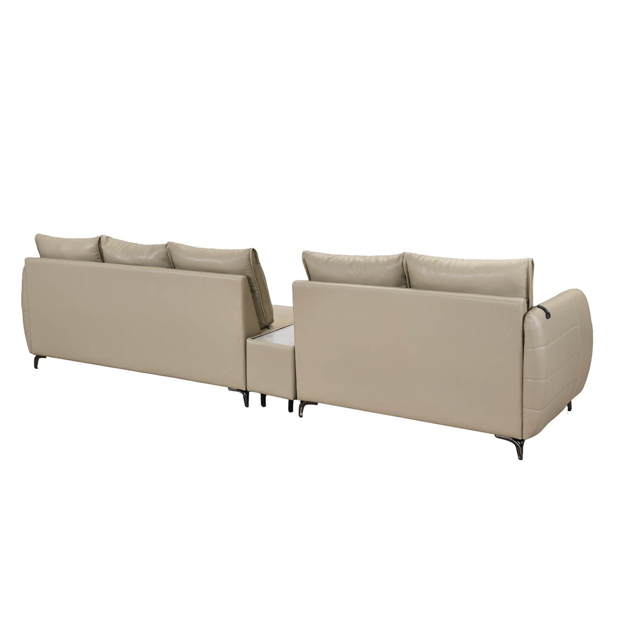 Infinia 2+3 Seater Leatherette Sofa Set with Rectangle Console- Beige