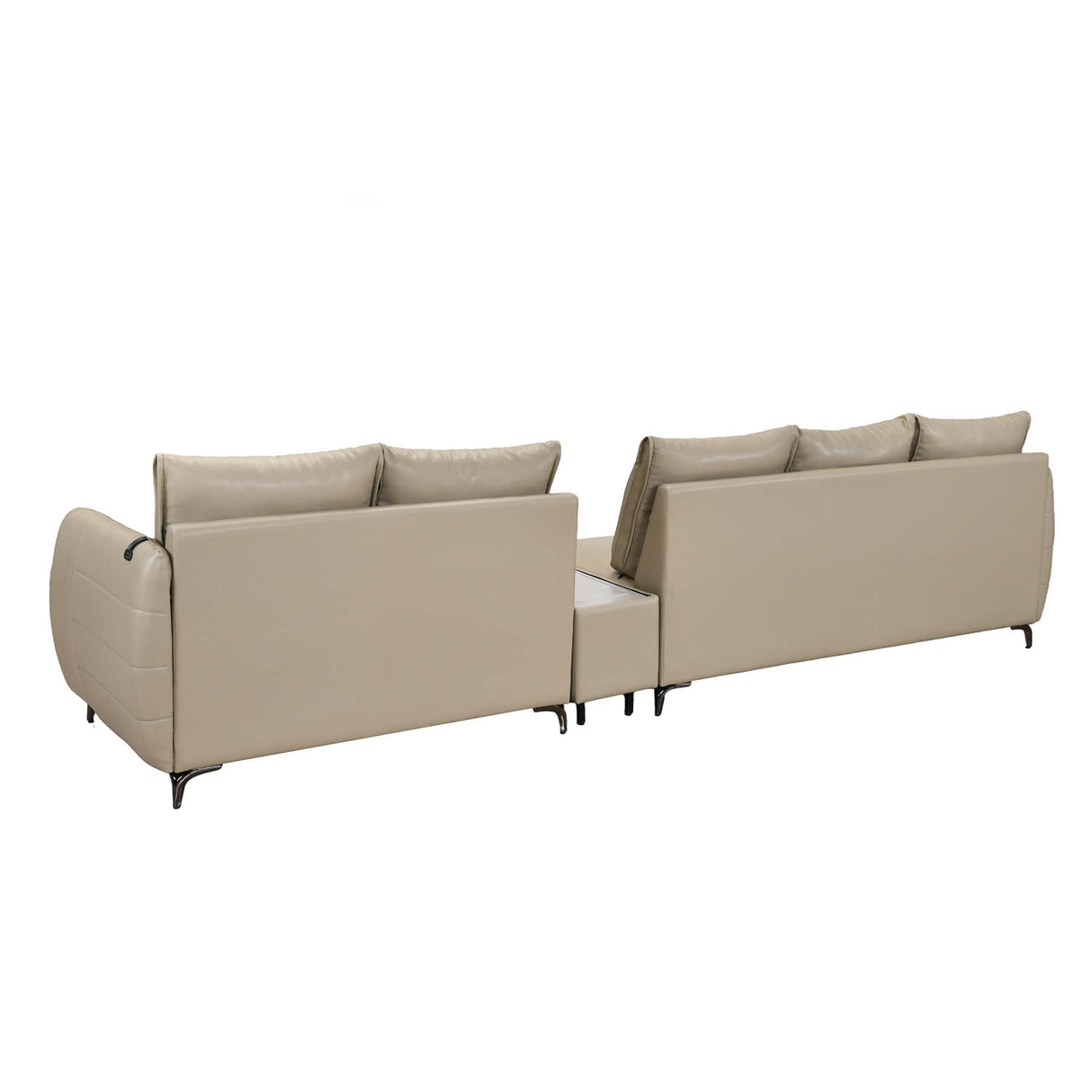 Infinia 3+2 Seater Leatherette Sofa Set with Rectangle Console- Beige