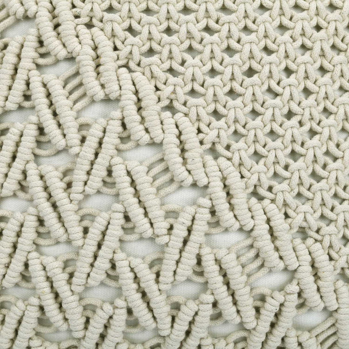 Abstract Pattern Cotton & Polyester 16" x 16" Macrame Cushion Cover (White)