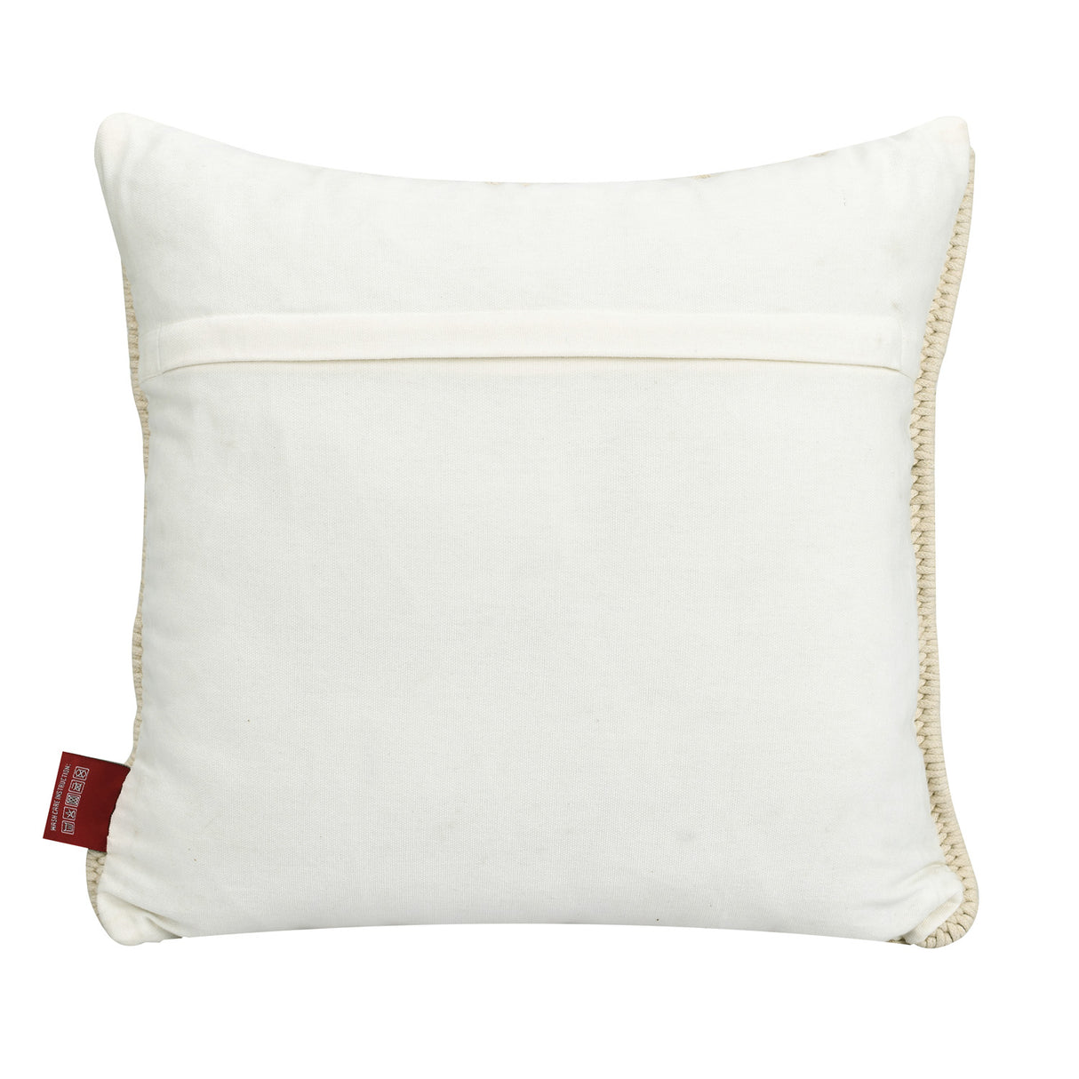 Abstract Pattern Cotton & Polyester 16" x 16" Macrame Cushion Cover (White)