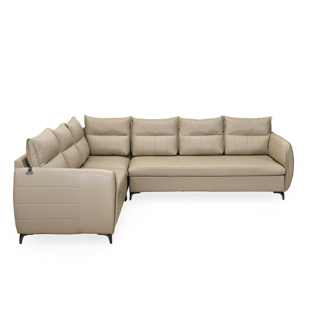 Infinia 3+2+1 Seater Leatherette Sofa Set with Right Corner Sofa- Beige