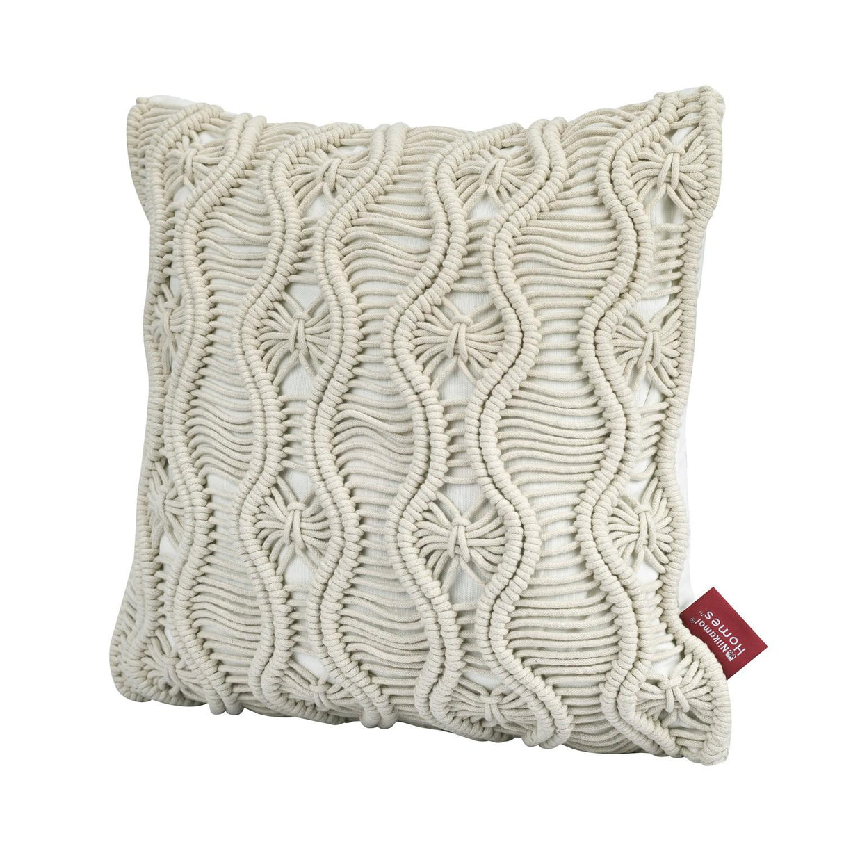 Wavy Pattern Cotton & Polyester 16 cushion cover left side inclined view with white background 2