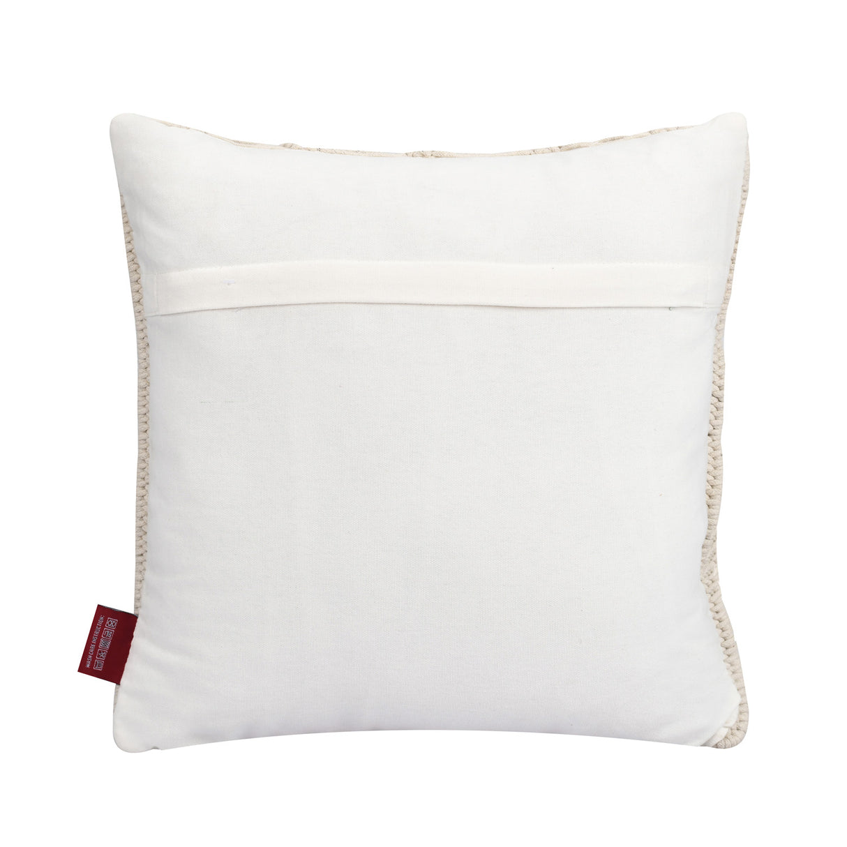 Diamond Pattern Cotton & Polyester 16" x 16" Macrame Cushion Cover (White)