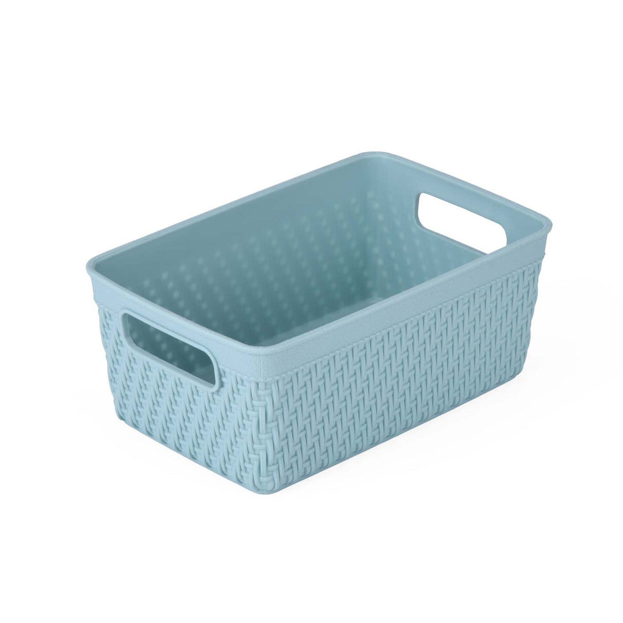 Weave Pattern Polypropylene Storage Basket- Mint, 16.4 x 10.5 x 6.6 cm