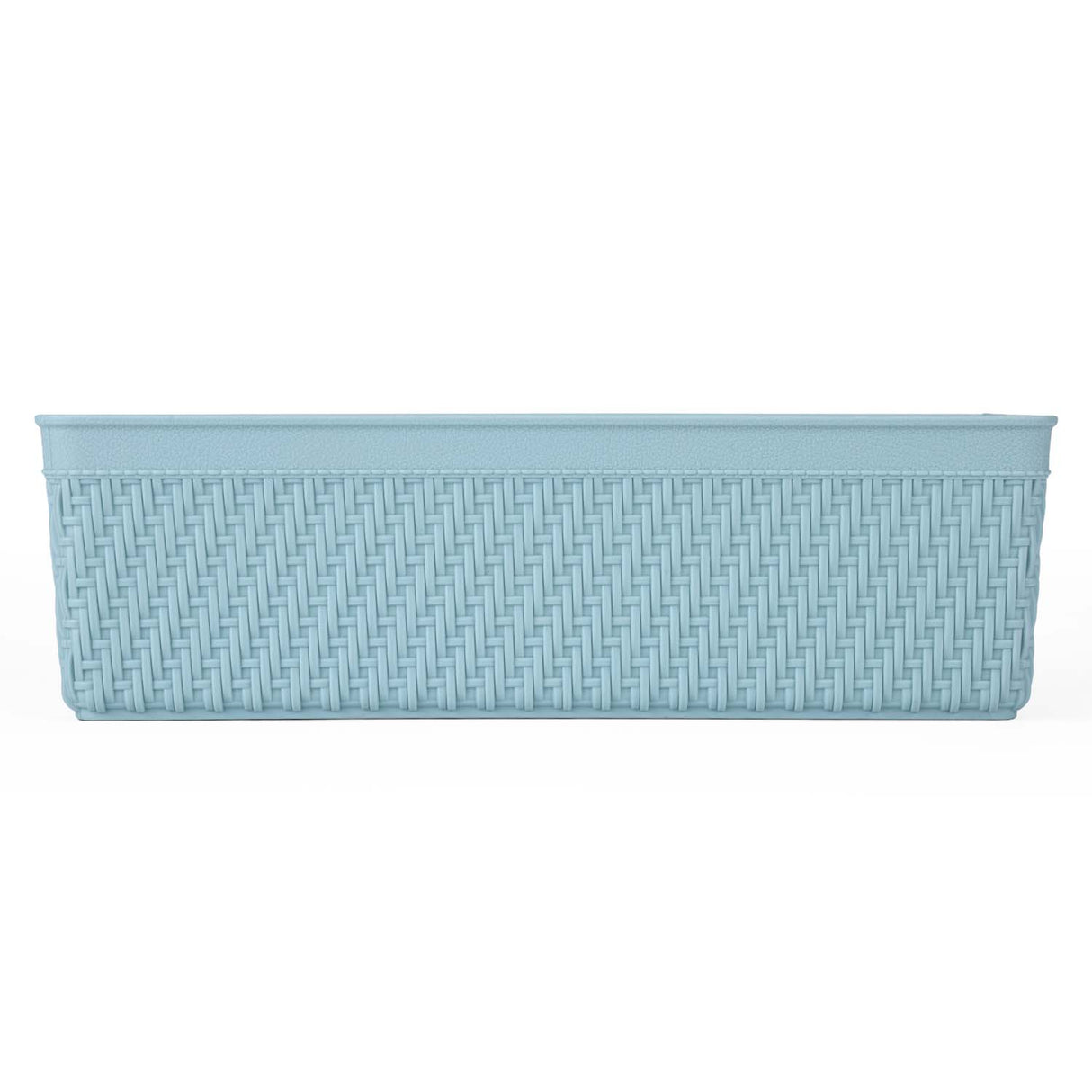 Weave Pattern Polypropylene Storage Basket- Mint, 24.1 x 10.3 x 7.2 cm