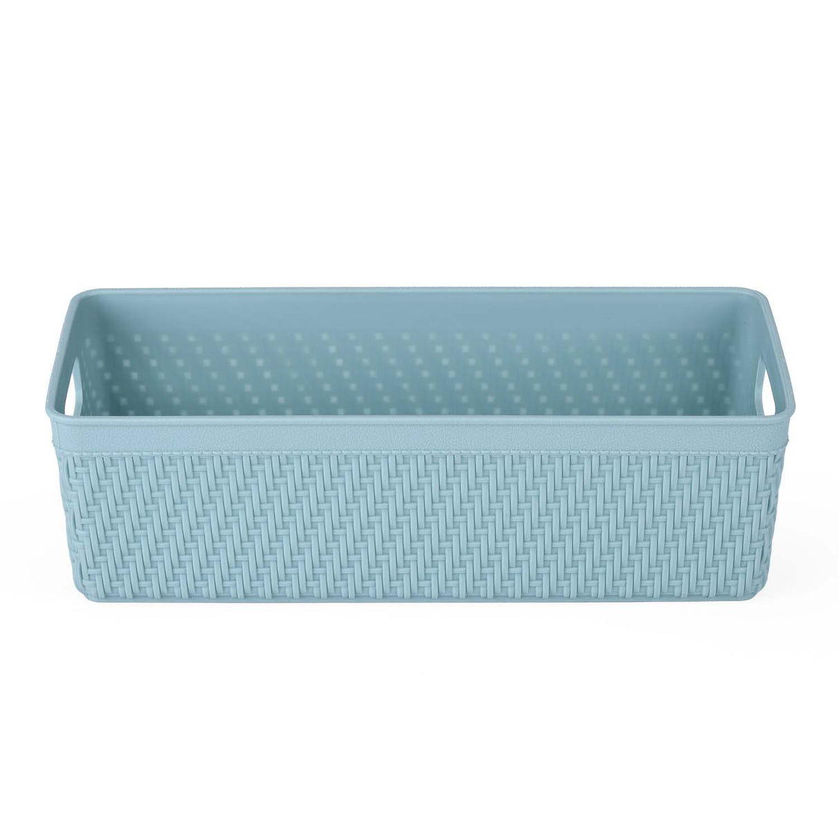 Weave Pattern Polypropylene Storage Basket- Mint, 24.1 x 10.3 x 7.2 cm