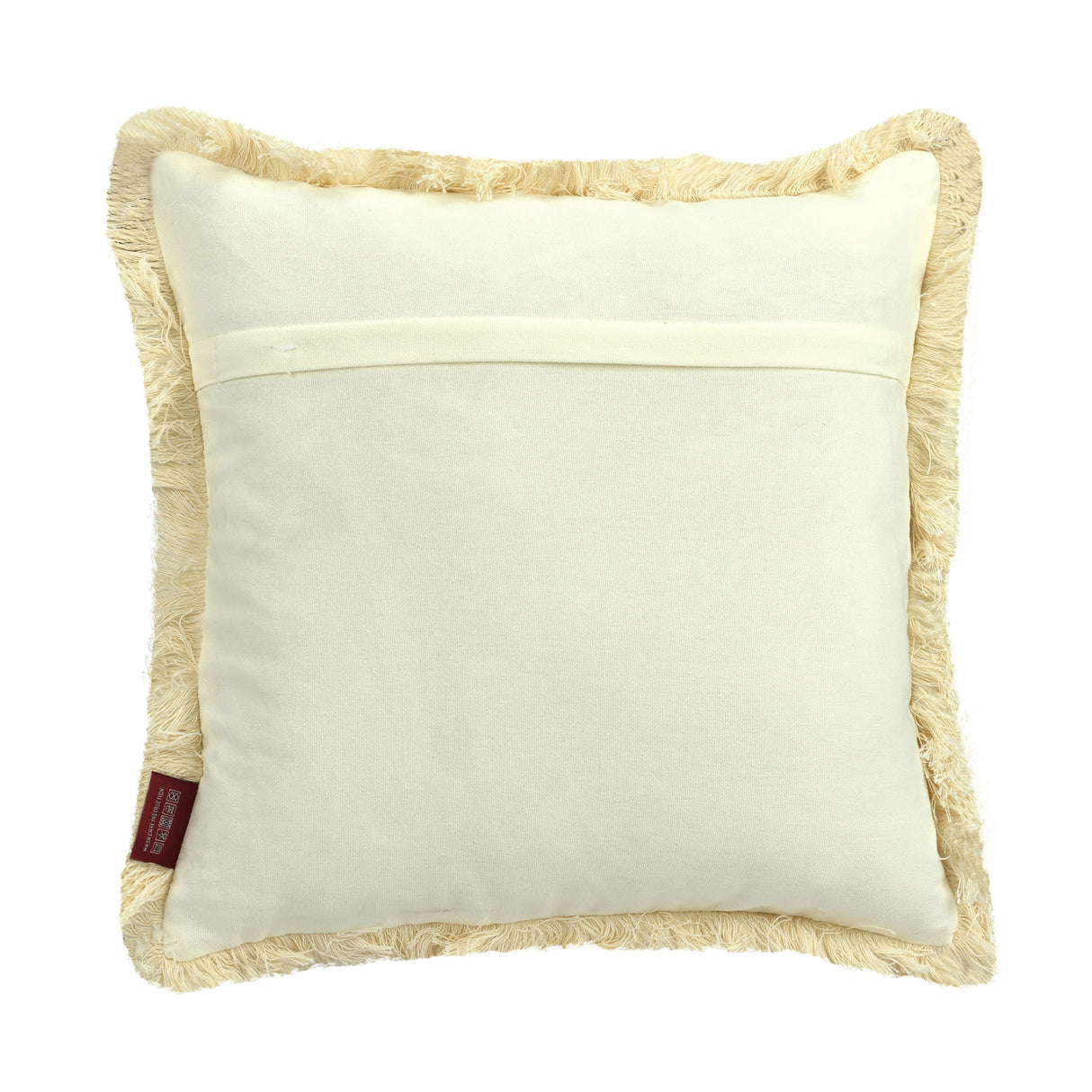 Textured cream cushion with pleated lines back view 2