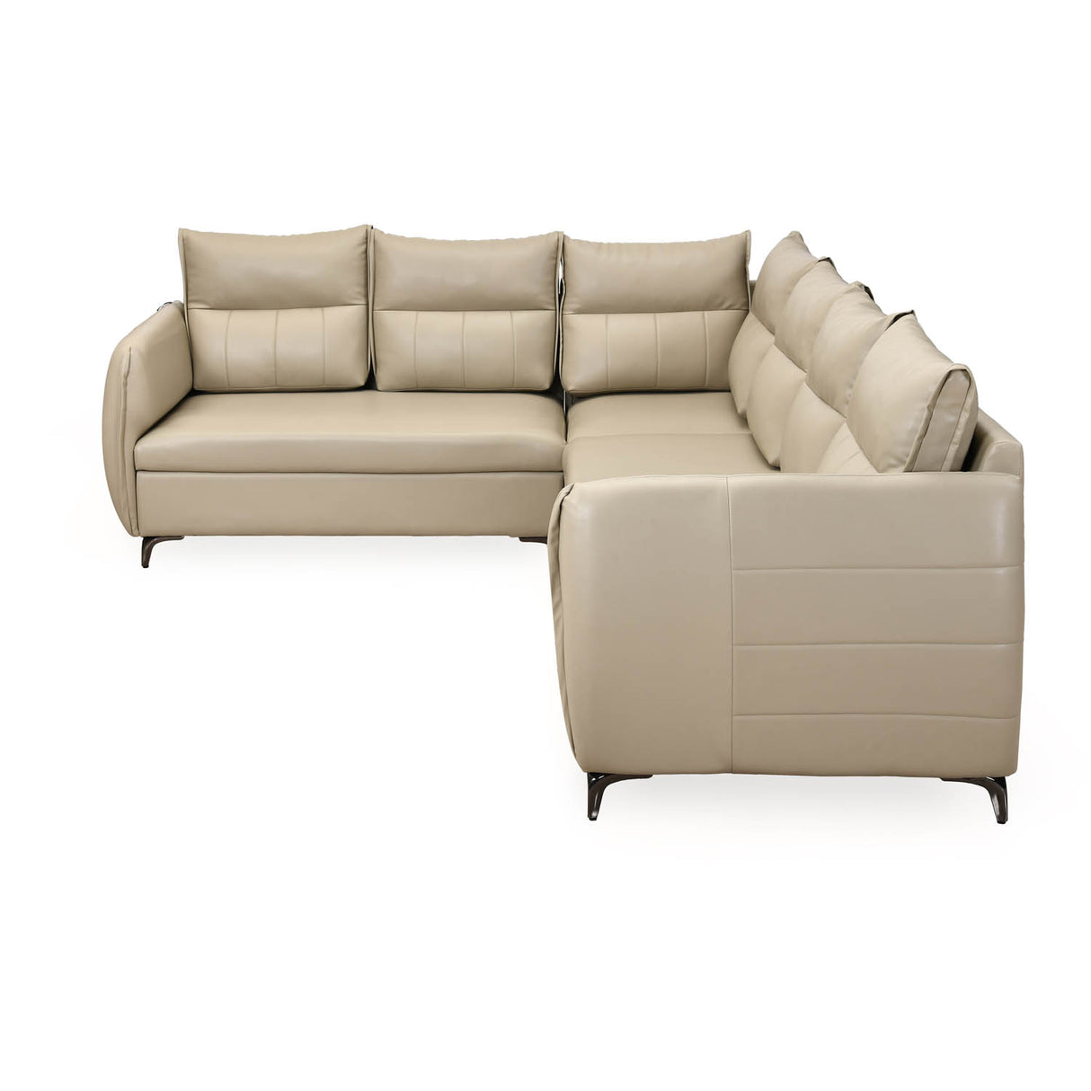 Infinia 3+2+1 Seater Leatherette Sofa Set with Right Corner Sofa- Beige