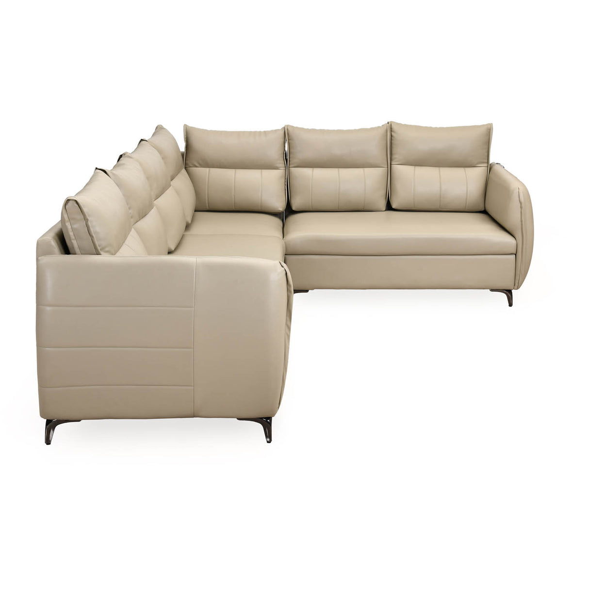 Infinia 3+2+1 Seater Leatherette Sofa Set with Left Corner Sofa- Beige