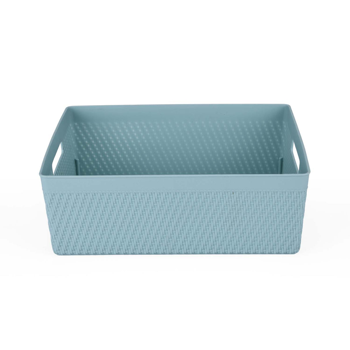 Weave Pattern Polypropylene Storage Basket- Mint, 35.5 x 27.2 x 12.4 cm