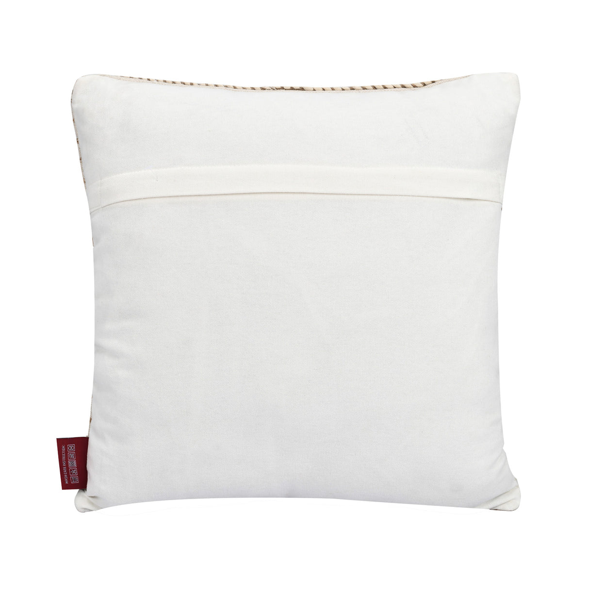 Leaf Embroidered Cotton & Polyester 16" x 16" Cushion Cover (Beige & Cream)