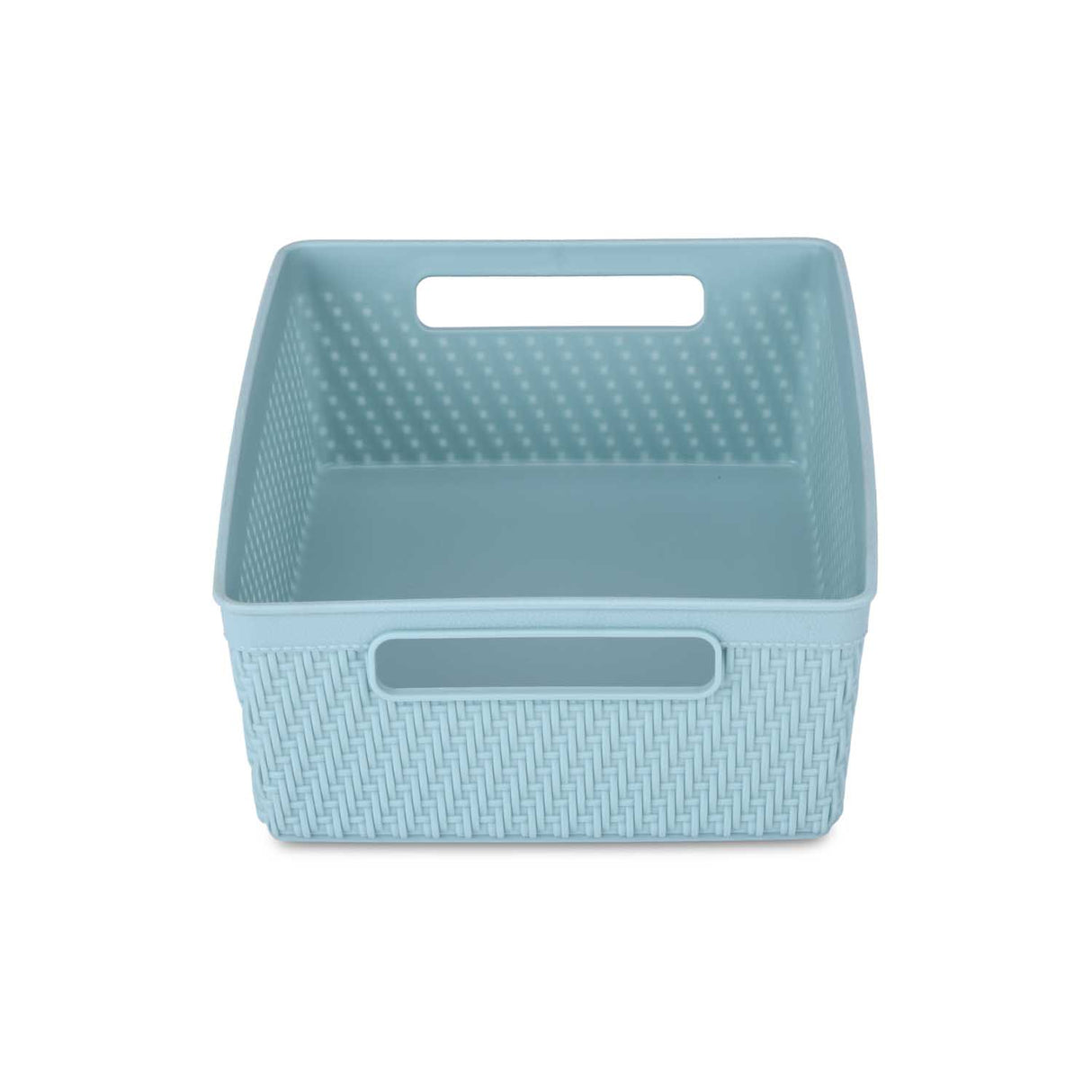 Weave Pattern Polypropylene Storage Basket- Mint, 23.5 x 17.8 x 7.7 cm