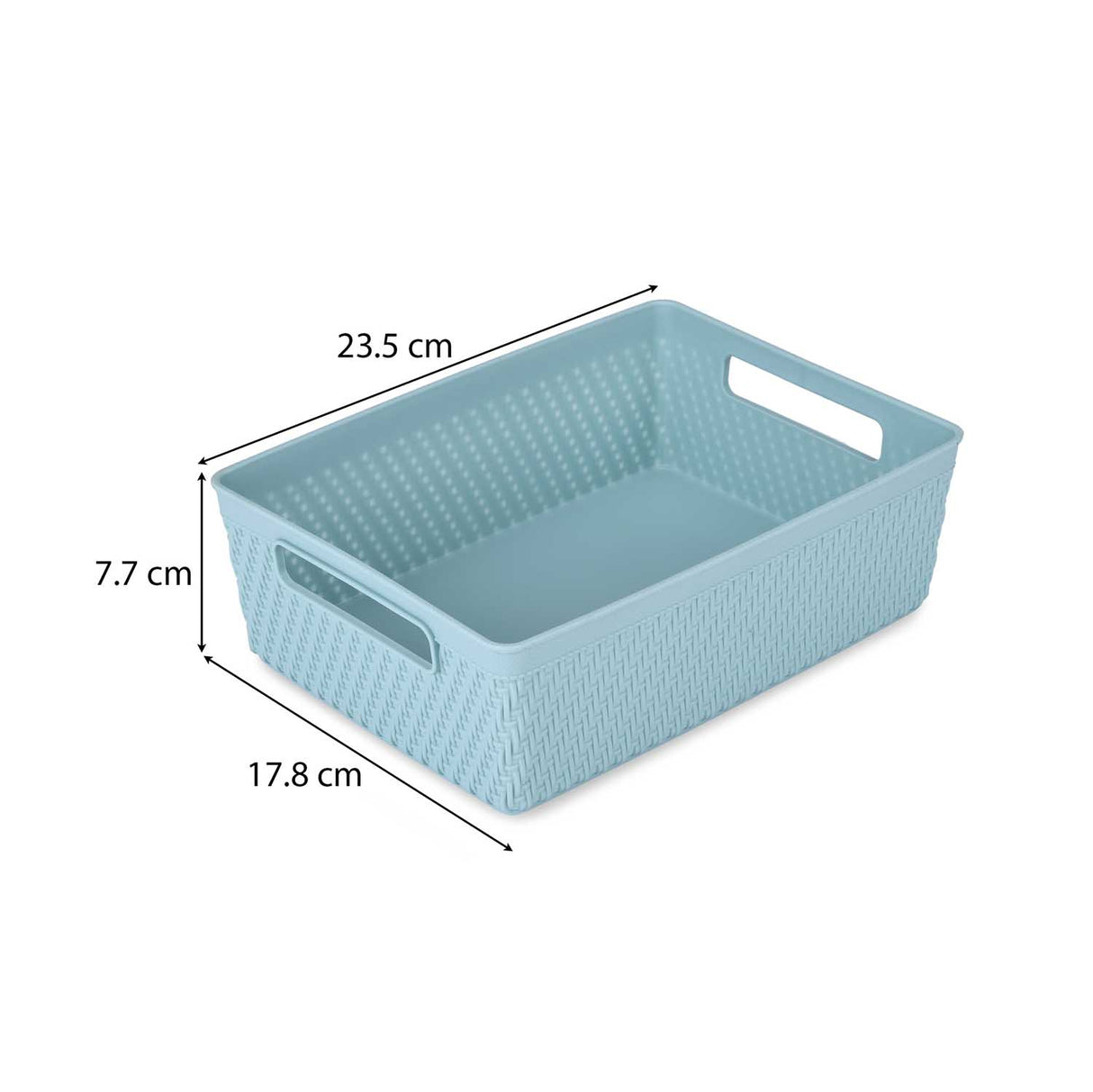 Weave Pattern Polypropylene Storage Basket- Mint, 23.5 x 17.8 x 7.7 cm