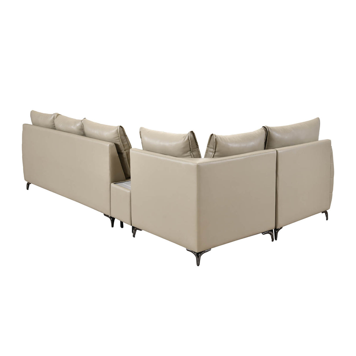 Infinia 3+1+1 Seater Leatherette Sofa Set with Right Corner Sofa and Rectangle Console- Beige