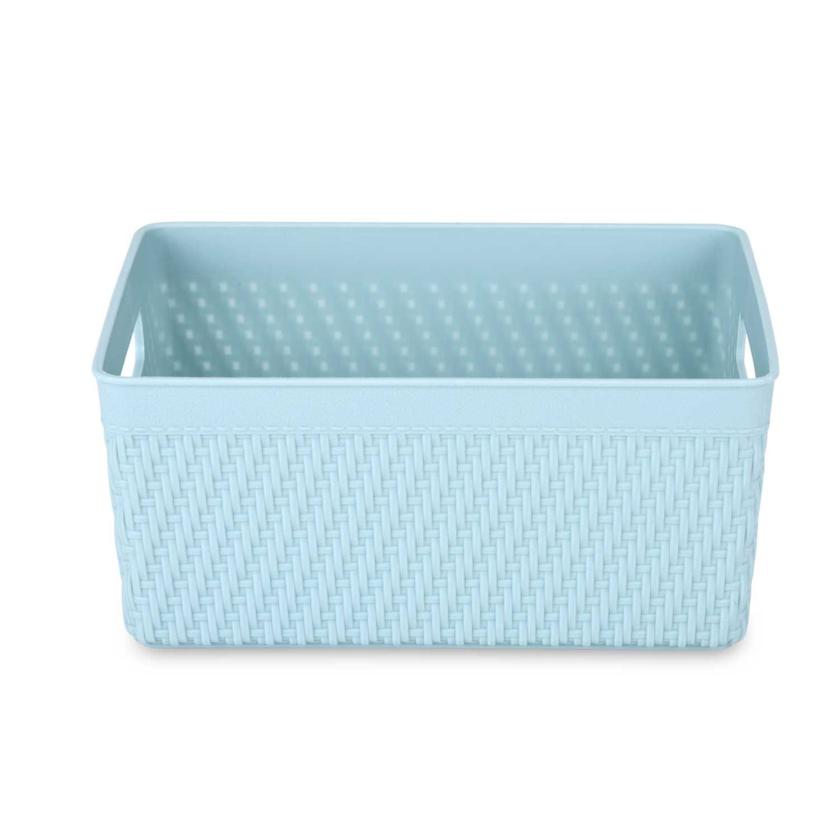 Weave Pattern Polypropylene Storage Basket- Mint, 21.4 x 15 x 9.7 cm