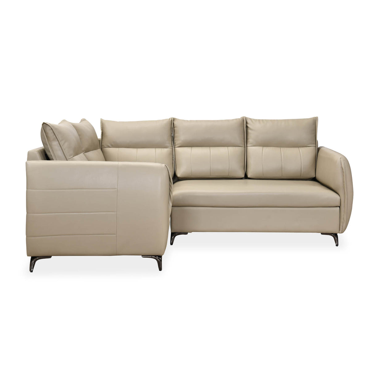 Infinia 2+1+1 Seater Leatherette Sofa Set with Right Corner Sofa- Beige