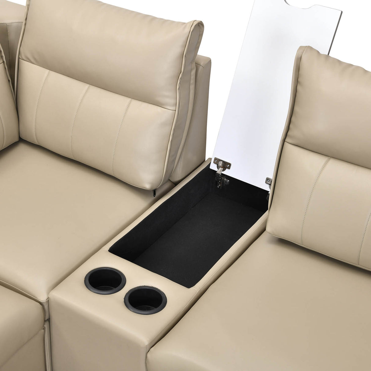 Infinia 2+1+1 Seater Leatherette Sofa Set with Right Corner Sofa and Rectangle Console- Beige